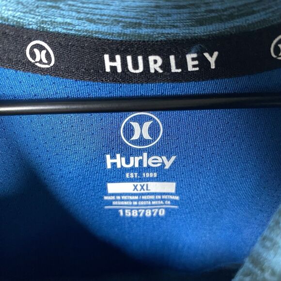 Hurley Men XXL Lightweight Long Sleeve Stretch Pullover Hoodie T Shirt Blue Teal - Picture 3 of 7